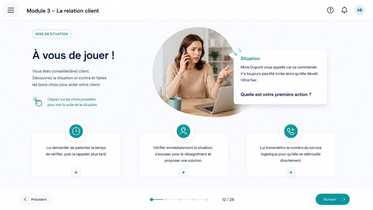 Module interactif engageant : mise en situation et choix